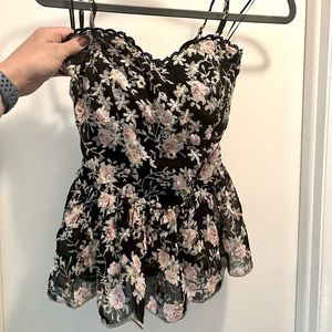 Floral Embroidered Peplum Tank